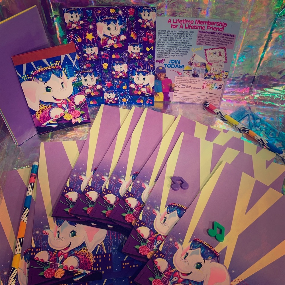 lisa frank ELEPHANT JOHN full set stationery &++ - Picture 1 of 6